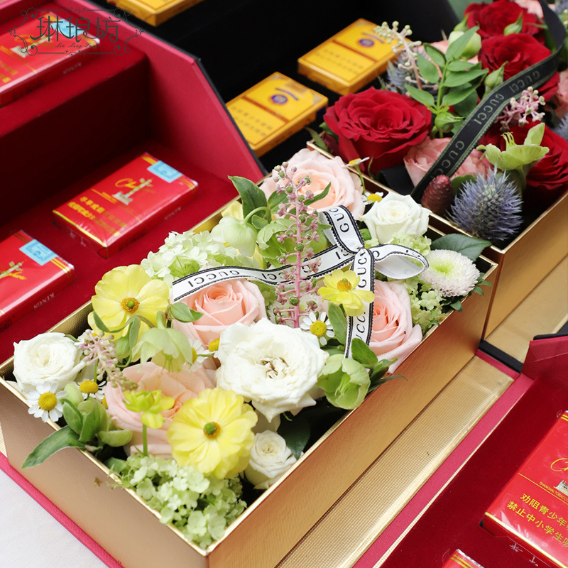 Caja de regalo de cigarrillos del Día del Padre caja de embalaje de regalo de flores tienda de flores diseño floral suministros caja vacía