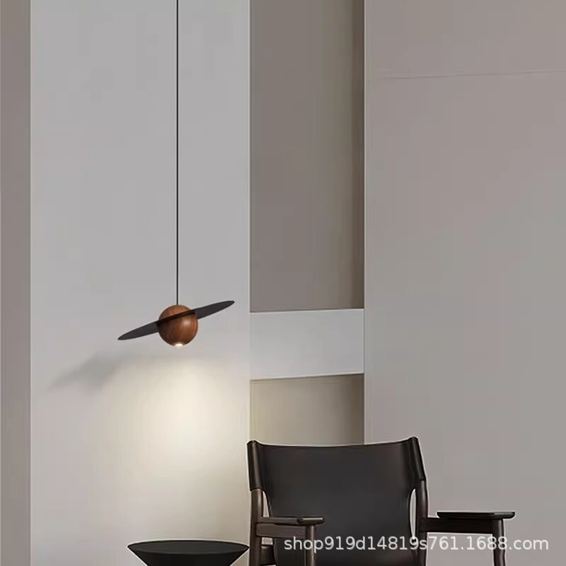 Walnut Brass UFO Hanging Lamp Silent Style High-level Simple Creative Entrance Lamp Bar Counter Bedroom Bedside Line Lamp Walnut Brass UFO Hanging Lamp Silent Style High-level Simple Creative Entrance Lamp Bar Counter Bedroom Bedside Line Lamp