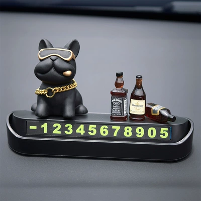 Car ornaments Plate, Vehicle-Mounted 3D Moving - black-law-fight-3-wine-bottles-black-ordinary-parking-sign