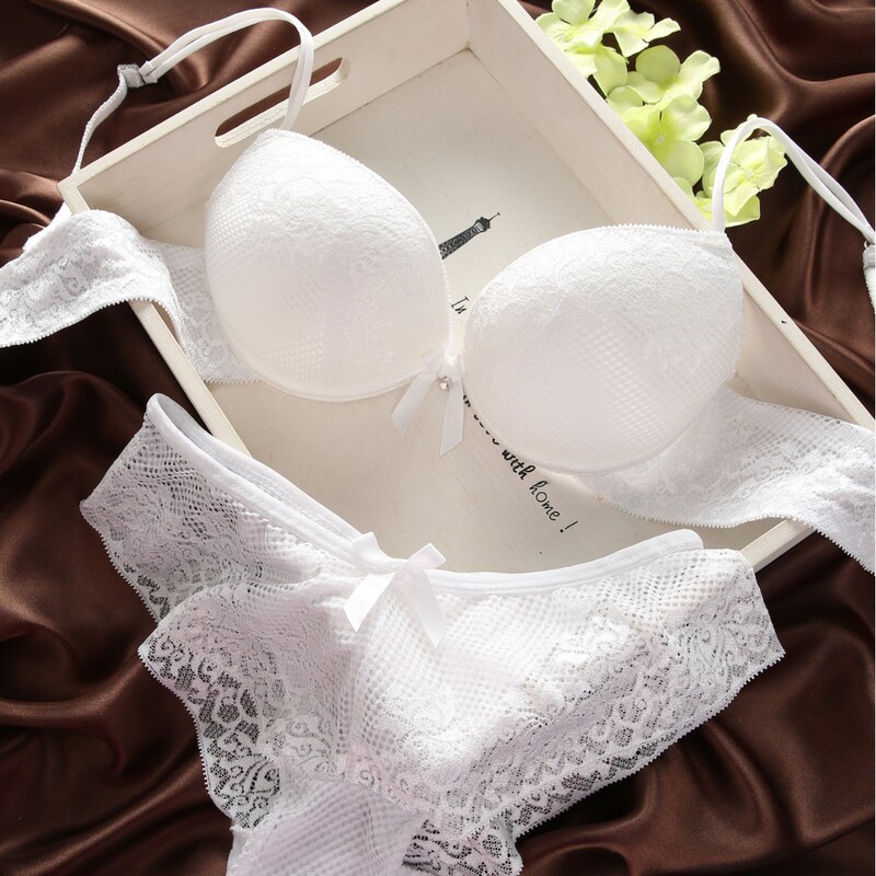 8817# Cross-border foreign trade sexy push up lace embroidery BC plus size bow bra underwear bra suit