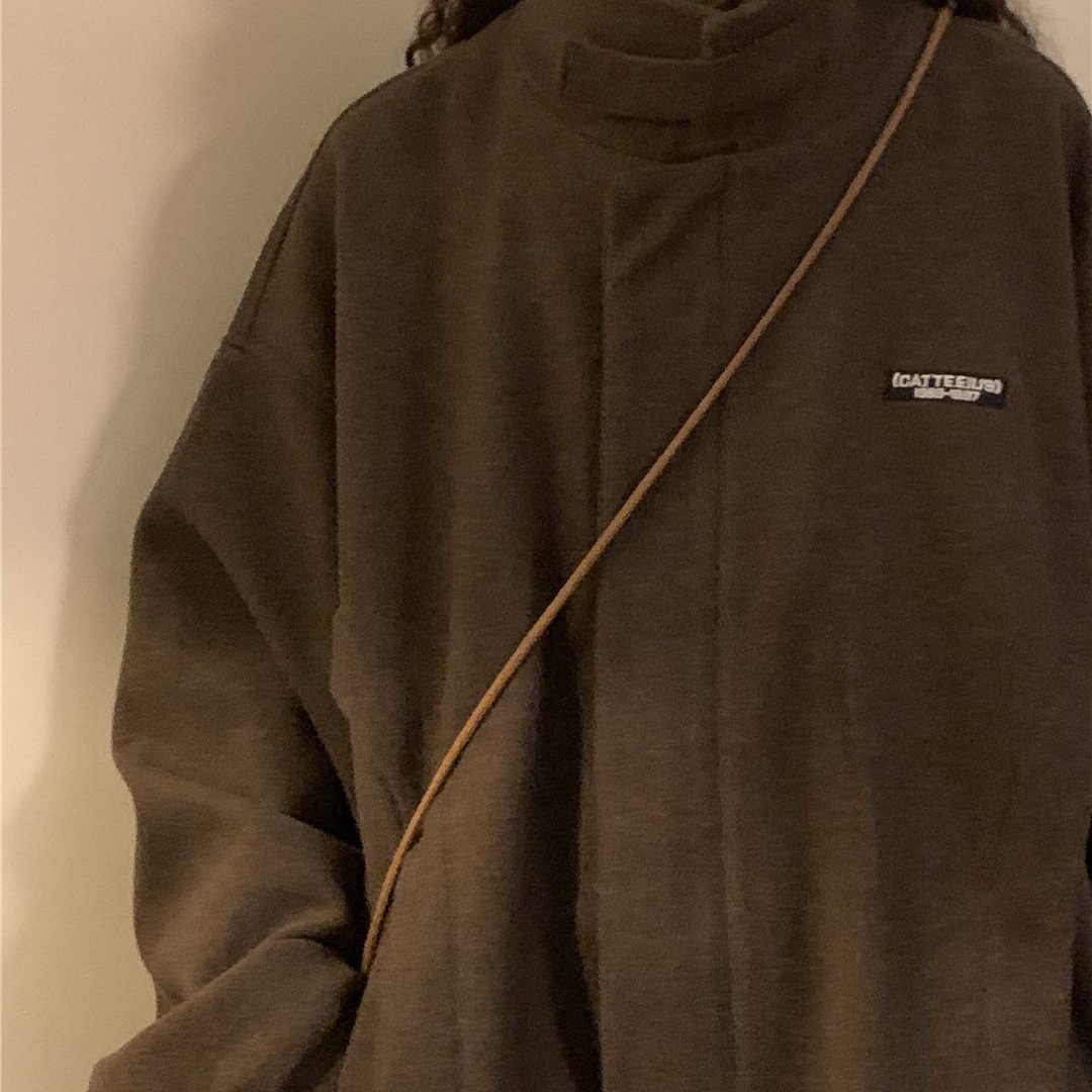 美式复古潮牌飞行员夹克外套女宽松百搭冬季加厚保暖翻领毛呢大衣