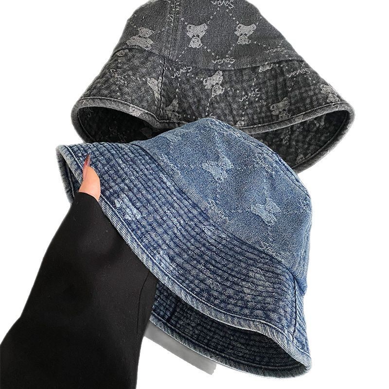 Retro vaquero lavado sombrero pescador primavera y verano mujer cabeza grande versátil mostrando la cara pequeña sombrero de cuenca japonés sombrero de cubo de agua