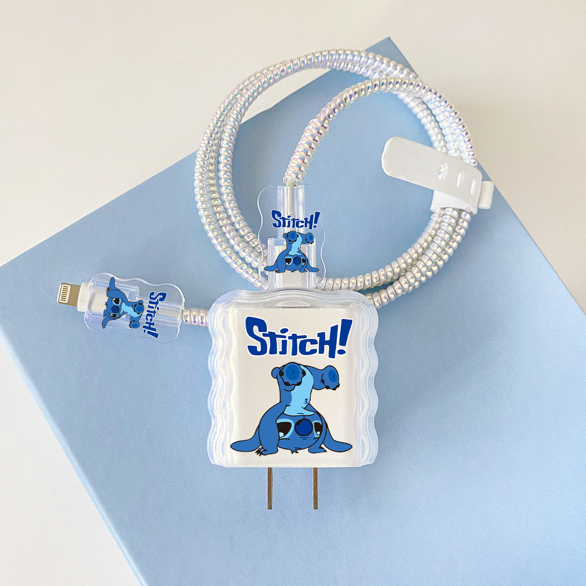 Apple 20w-A17 스티치 오버레이 헤드기어 + 물결선 클립 + 1m 레이저 흰색 로프 + 흰색 스트랩