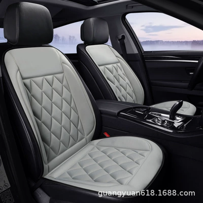 single-piece diamond-patterned design, Multi-function pad - 12v-large-diamond-pattern-highlow-gear-front-row-gray-double-seat
