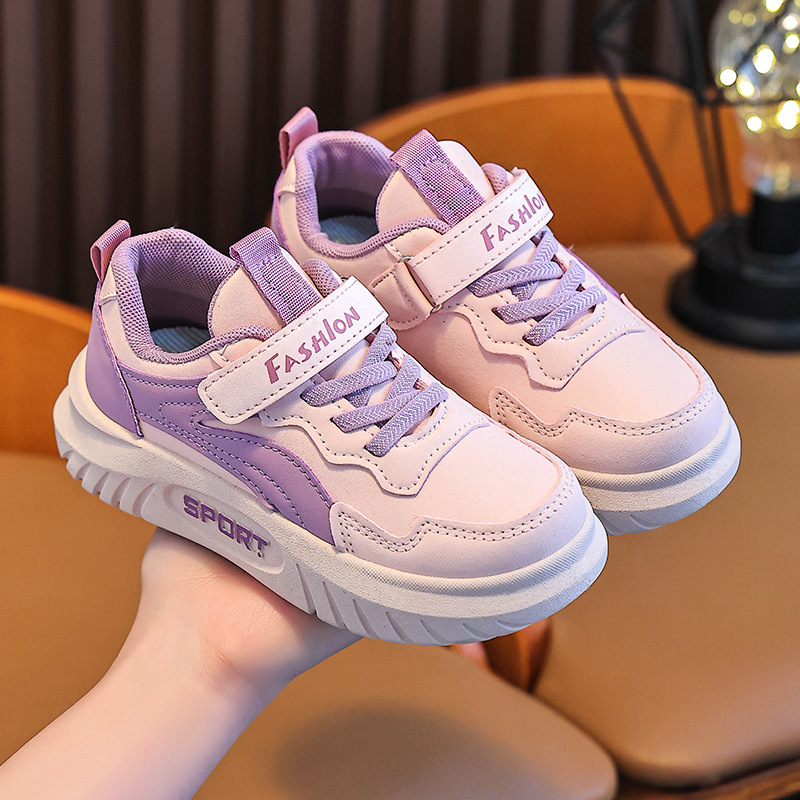 Zapatillas para niños, zapatos para niños, 2025, nueva primavera, cuero, zapatos deportivos de suela suave para niñas, zapatos casuales antideslizantes, todo fósforo