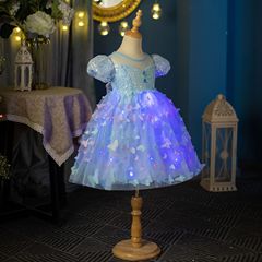 冰雪奇緣愛莎公主裙新款女童吊帶連衣裙兒童翅膀蓬蓬裙子夏季薄款