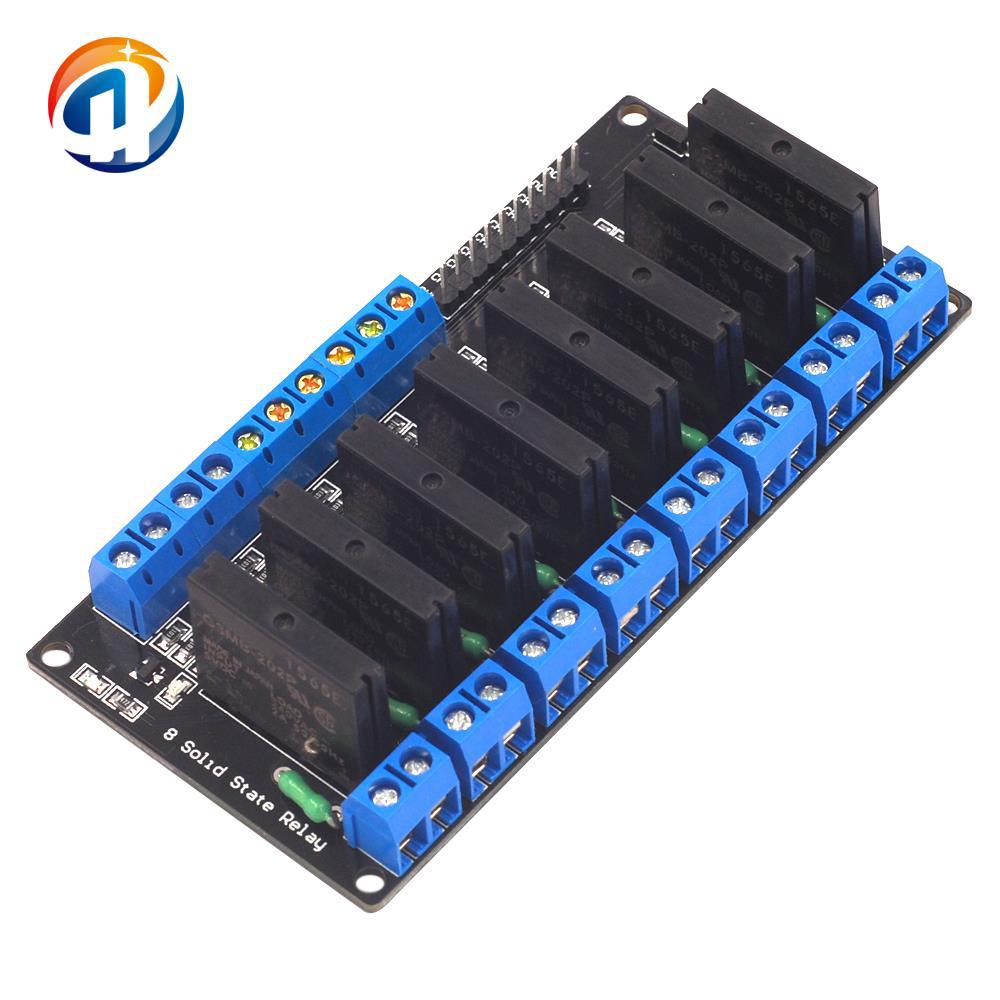 HY-M281 8路固态继电器模块 12v低电平触发直流控制交流 带保险丝