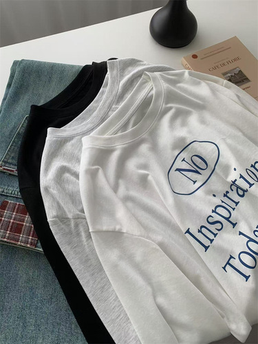 Summer New Modal Cotton Letter Print Sun Protective Women's Round Neck Korean Version Lightweight Slouchy Long Sleeve T Air Conditioner Cover Shirt