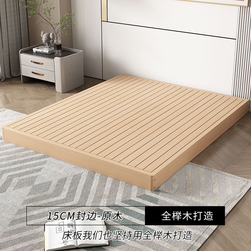 Madera de haya, cama de tatami japonesa, cama de piso, cama de madera maciza, cama sin cabezal de cama, cama doble de pino moderna y simple, cama baja image 8