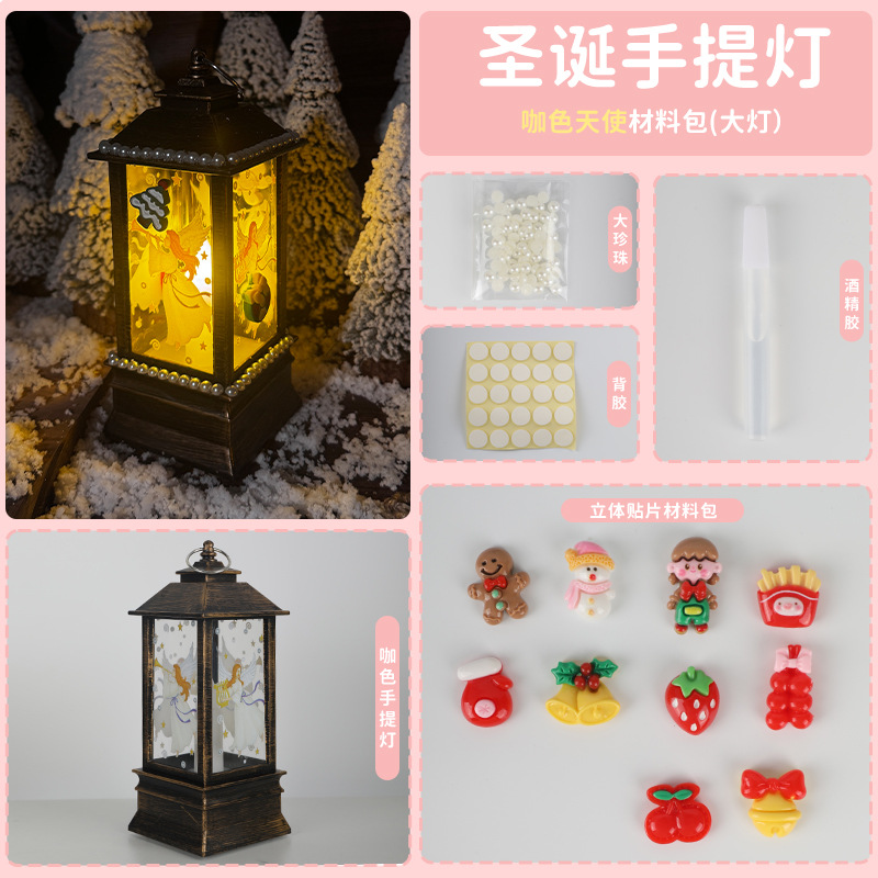 Decoración de Navidad portátil DIY lámpara de noche decoración castillo lámpara de viento candelabro lámpara viejo muñeco de nieve juguetes luminosos image 18