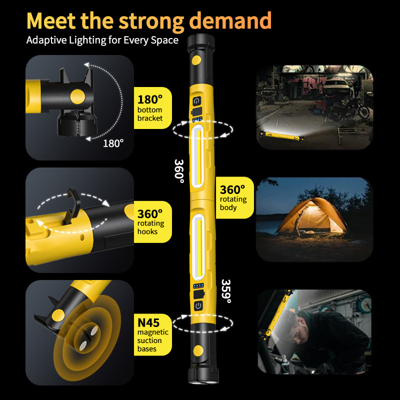 Cross-border emergency COB multifunctional magnetic repair work light 3000 lumens outdoor rechargeable hanging lighting lamp