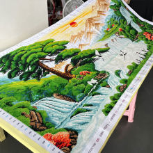 迎客松十字绣成品不带框纯手工出售已绣好2025新款客厅高端山水画