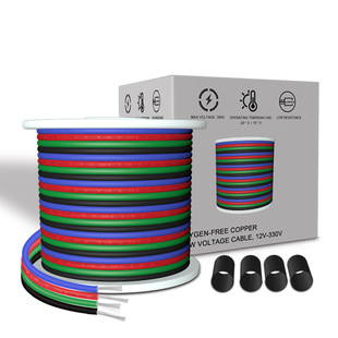 Small Spool of Rgb1007 Color-Coded Wire 4Pin22Awg Tinned Copper Core Led Strip Extension Wire Harness