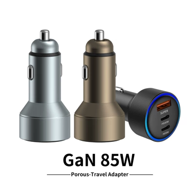 85W Aluminum Alloy Car Charger Mobil şarj cihazları - c222-silver
