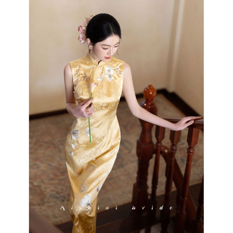 "Spring Fluff" New Chinese-Style Engagement Qipao, Bridal Wedding Toast Dress, Everyday Wearable 2026 New Summer Dress "Spring Fluff" New Chinese-Style Engagement Qipao, Bridal Wedding Toast Dress, Everyday Wearable 2026 New Summer Dress