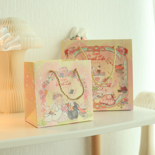Bunny lulu wedding series paper bag handbag bunny couple gift bag wedding candy bag companion
