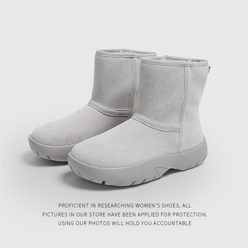 厚底雪地靴女皮毛一体2024冬季新款加绒加厚保暖棉鞋百搭休闲短靴