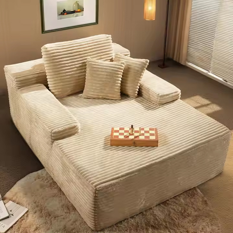 Rollo en caja, compresión al vacío, sofá de cine, tela a rayas grandes, sala de estar, dormitorio de villa, sofá suave, sillón reclinable