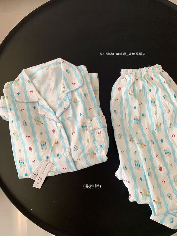 云朵棉睡衣女秋款可爱长袖长裤翻领少女家居服套装2025年新款批发|undefined