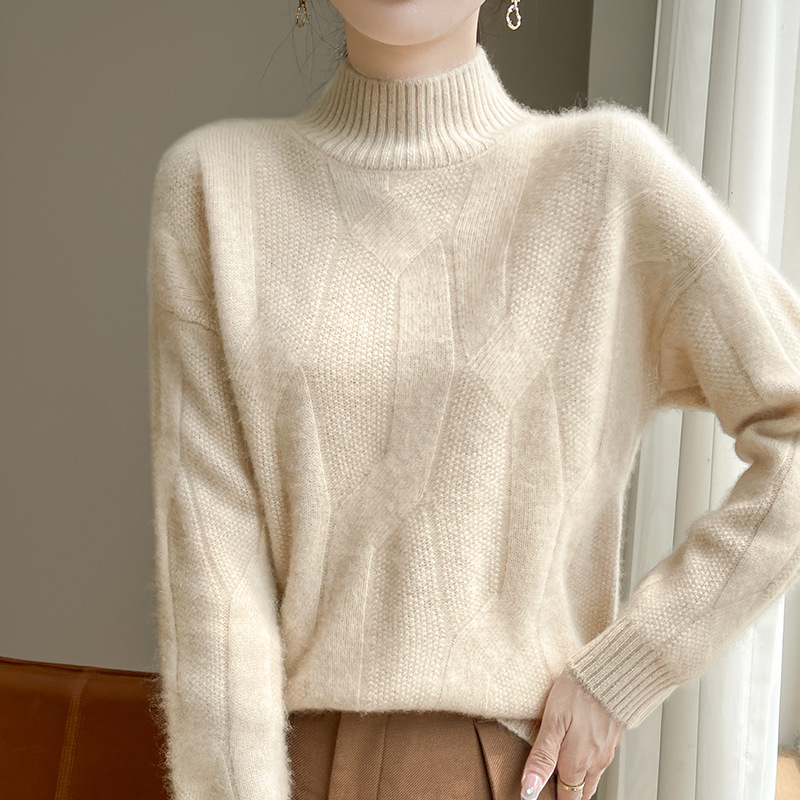 Demi-season woolen solid color knitted base body-friendly sweater