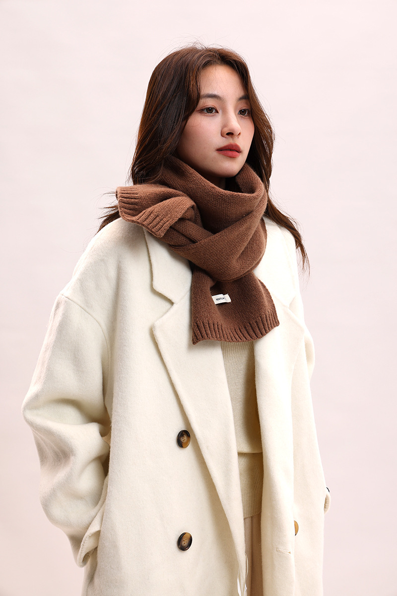 Sciarpa in lana lavorata a maglia 100% cashmere, collo spesso per donna e uomo, calda coppia genitore-figlio stile autunno/inverno, alla moda e_voghion.com
