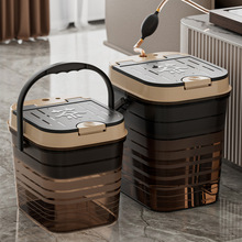 透明弹盖茶水桶废水桶茶具茶台接泡茶垃圾桶茶桌排水桶茶桶茶渣桶