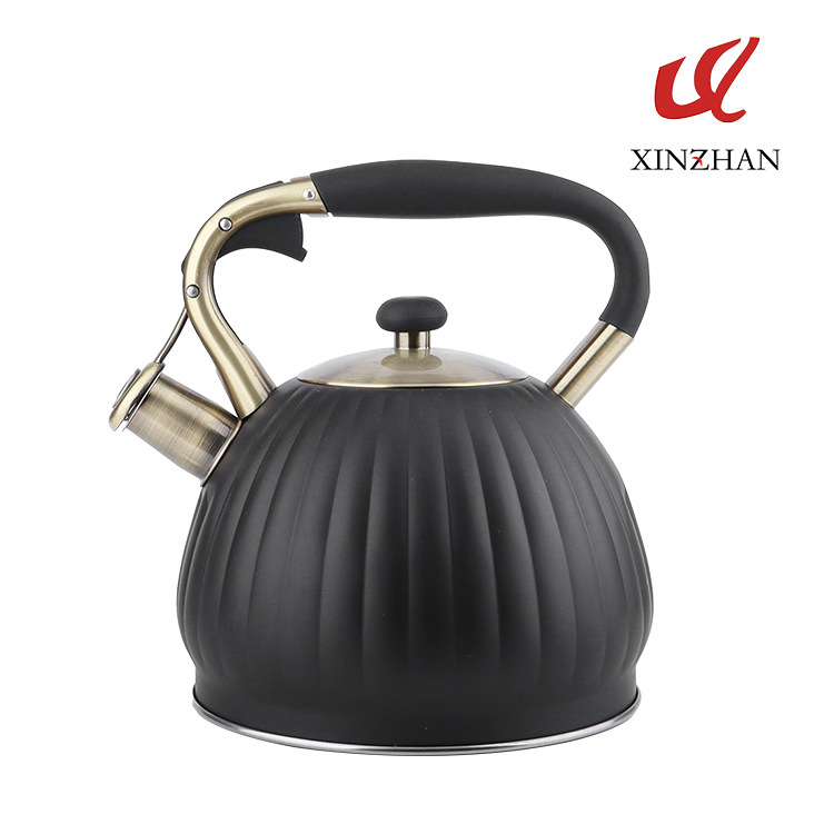 Nueva engrosada calabaza negro forma silbato hervidor transfronterizo utensilios de cocina al por mayor nuevo sonido hervidor 3.5L