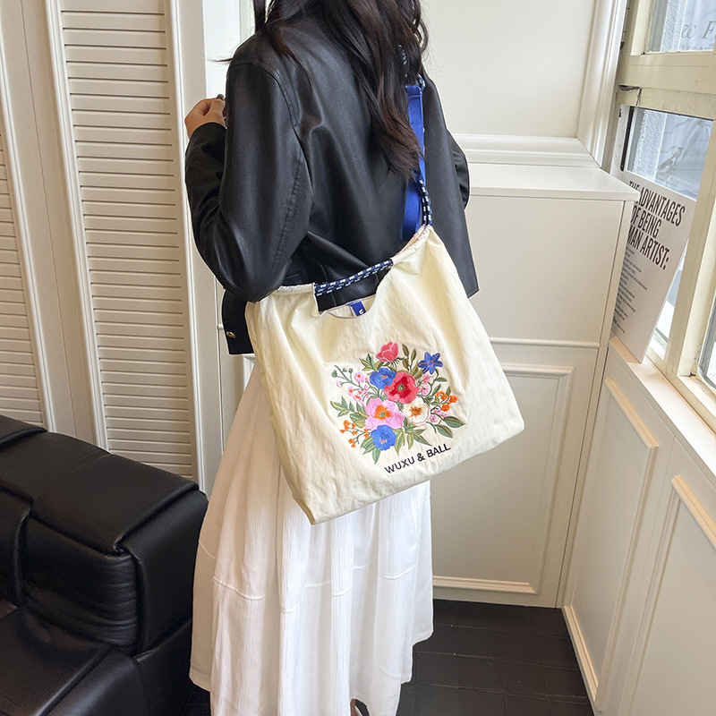 Japanese Style Ballchain New Eco-Friendly Nylon Shopping Bag Large Capacity Commuter Tote Casual Handbag For Women - Thumbnail 3