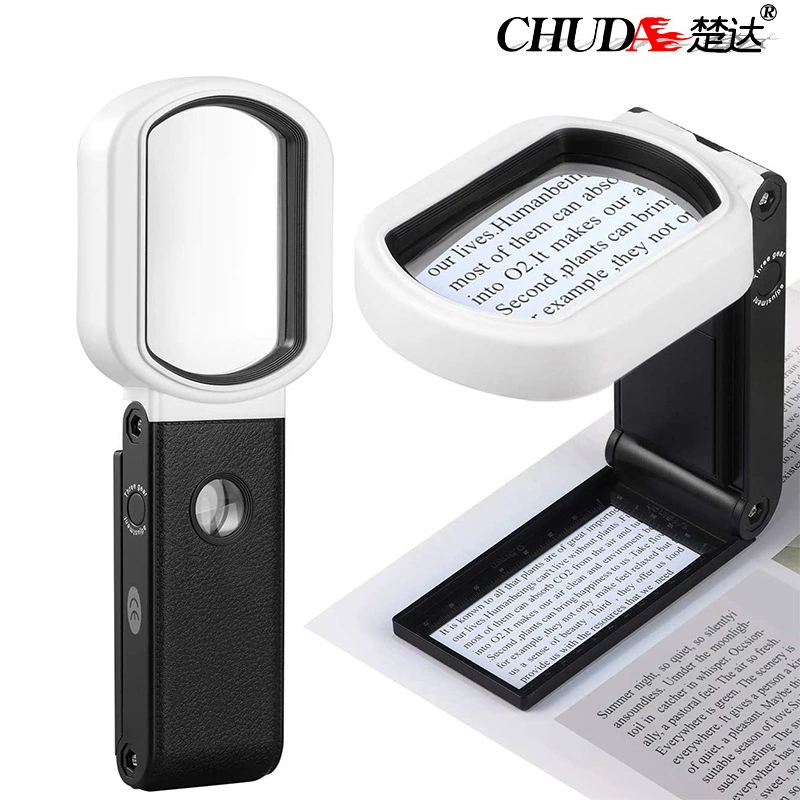 Chuda прямоугольное многофункциональное увеличительное стекло для чтения со шкалой 10 раз 25 раз двойное зеркало маленькая настольная лампа увеличительное стекло