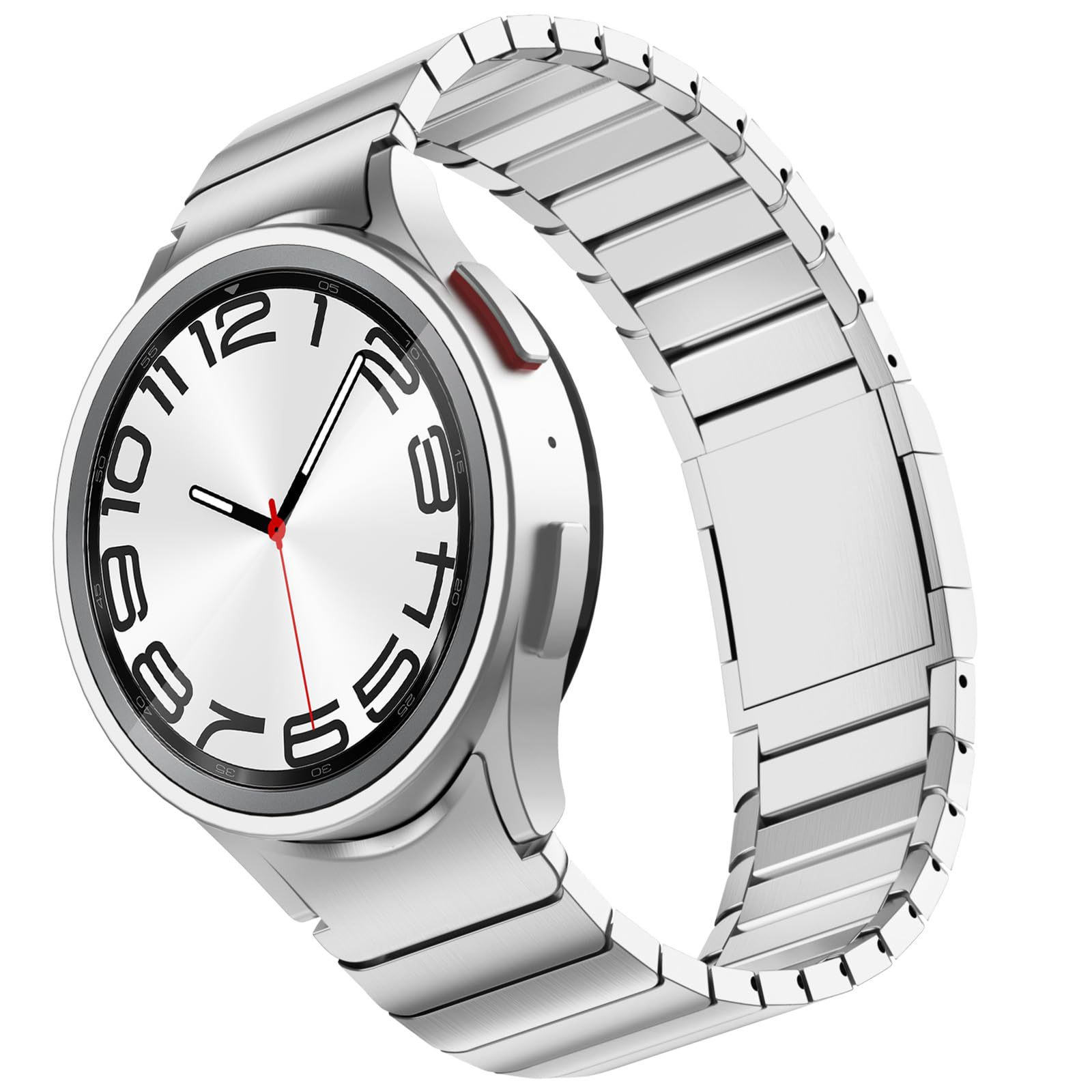 Curved Head One Bead Bamboo Stainless Steel Magnetic Buckle Strap Suitable for Samsung Watch Watch4/5/6Classic