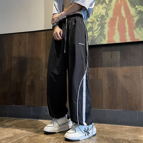 Men's Summer Thin American-style High-Street Edgy & Functional Cargo Pants – Quick-Dry, Loose-Fit, Straight-Leg, Casual Wide-Leg Long Trousers