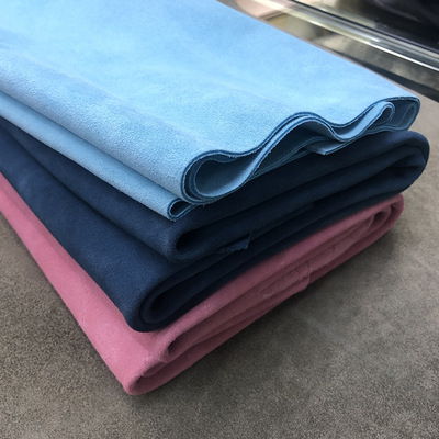 彩色二层牛皮革磨砂牛反绒真皮翻毛皮面料服装鞋面反毛皮料现货
