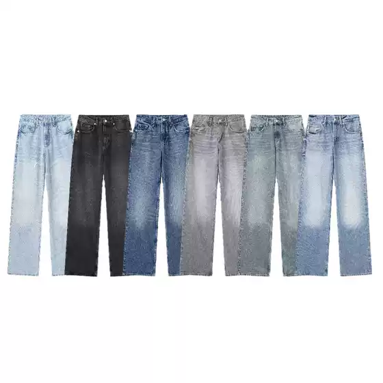 2025 Spring New Arrival Women's Casual Wide-Leg Mid-Rise Long Jeans 6045129