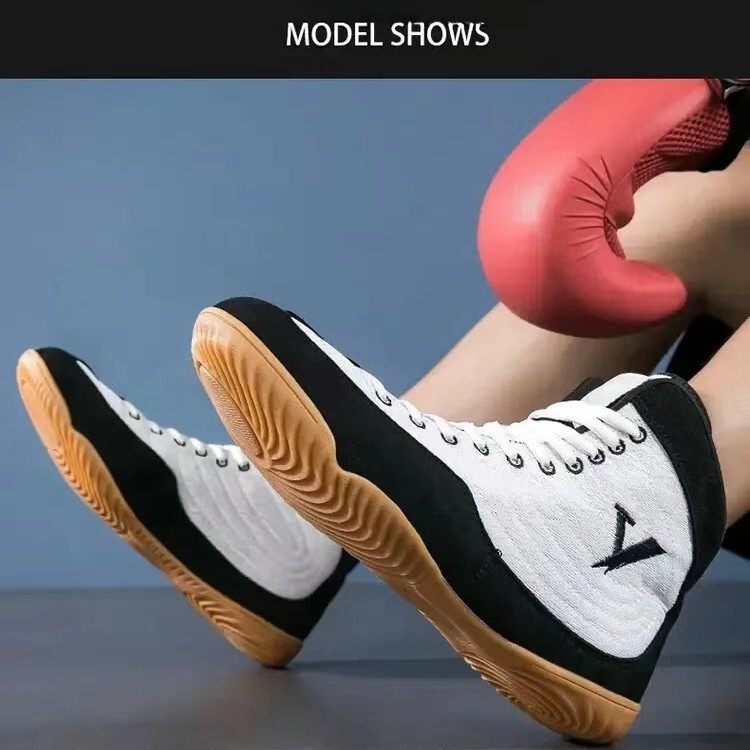 Cross-Border New Model Men's and Women's Boxing Competition Shoes, Boxing Shoes, Men's Mid-Top Sanda Shoes, Fighting Training Shoes, Wear-Resistant Wrestling Shoes