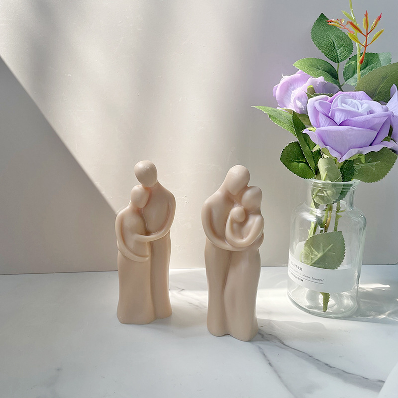 Retrato aromaterapia vela molde de silicona Madre y niño abrazo amante abrazo humano hecho a mano jabón en stock