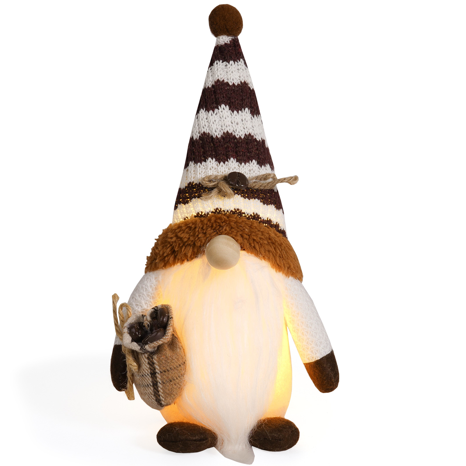 Café transfronterizo luminoso muñeca sin cara linda bolsa de café de punto con lámpara enano Rudolph decoración