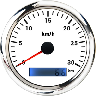 automobile instrument | Light 12V24V Without Gps - silver-edge-white-background-30kmh