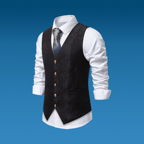 Foreign Trade European Size Men's Suit Vest, New Cross-Border Halloween Jacquard Vest for Men, Men's Formal Wear, Stage Performance Costume