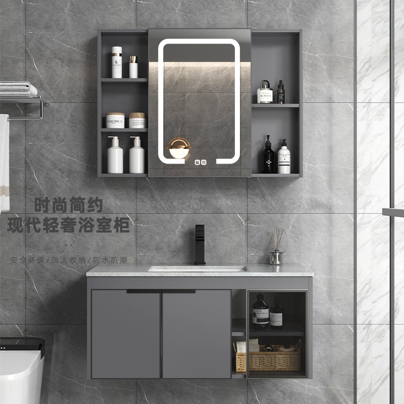 gabinete de baño de aluminio espacio a prueba de humedad combinación simple lavabo cerámica integral lavabo lavabo lavabo