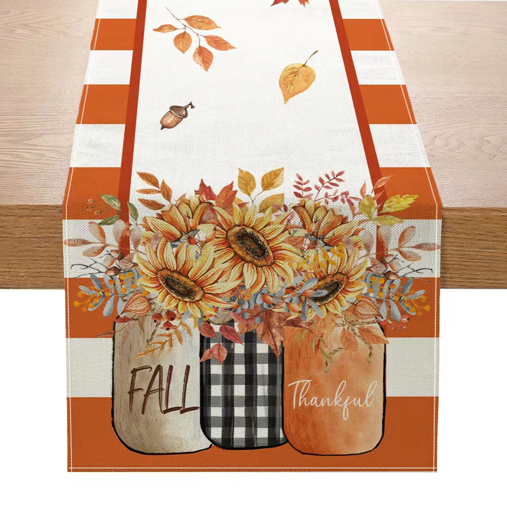Mantel de mesa con estampado otoñal de Acción de Gracias 2024, decoración festiva para mesa de comedor y sala de estar, mantel decorativo para días festivos.
