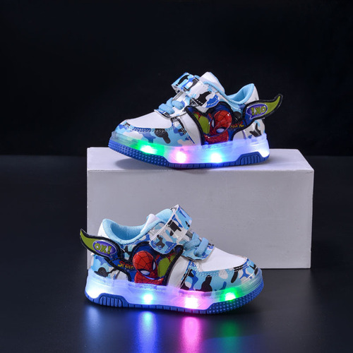 Wholesale Boys' Glowing Baby Casual Board Shoes LED Flash Cartoon Sports Shoes for Boys, Toddler Shoes Trendy