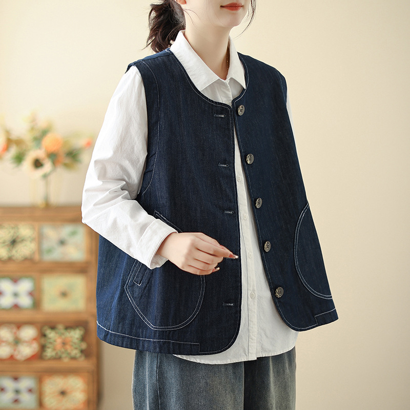 Real Shot 2025 Spring and Summer New Vest Women's Casual Sleeveless Vest Vest with Vest Breasted Retro Jacket All-match Top Women