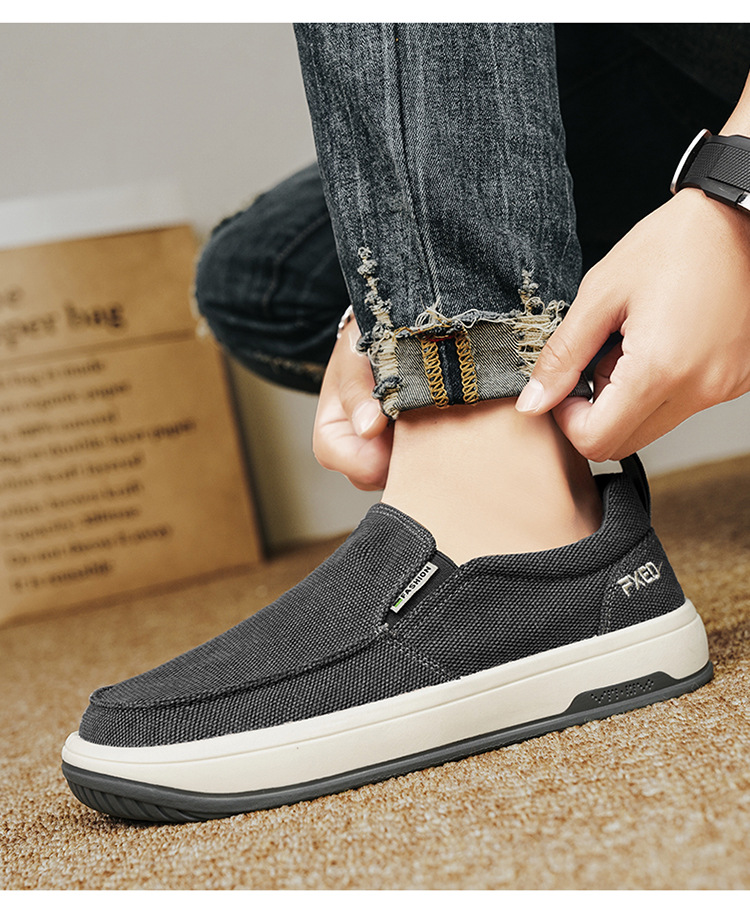 Men's shoes breathable old Beijing cloth shoes casual men's canvas shoes lazy one pedal soft-soled work shoes_voghion.com