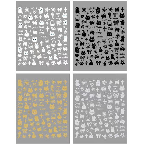 Aha! Cute Cartoon Cat Nail Stickers—Adorable Instagram-Inspired Kitty Designs with Backing Glue