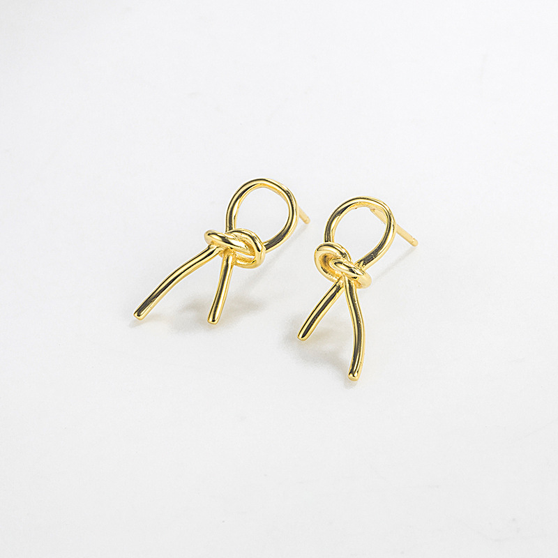 1 Pair 18K Gold Plated Silver Plated 925 Sterling Silver Bow Knot Hoop Earrings Earrings Ear Studs display picture 1