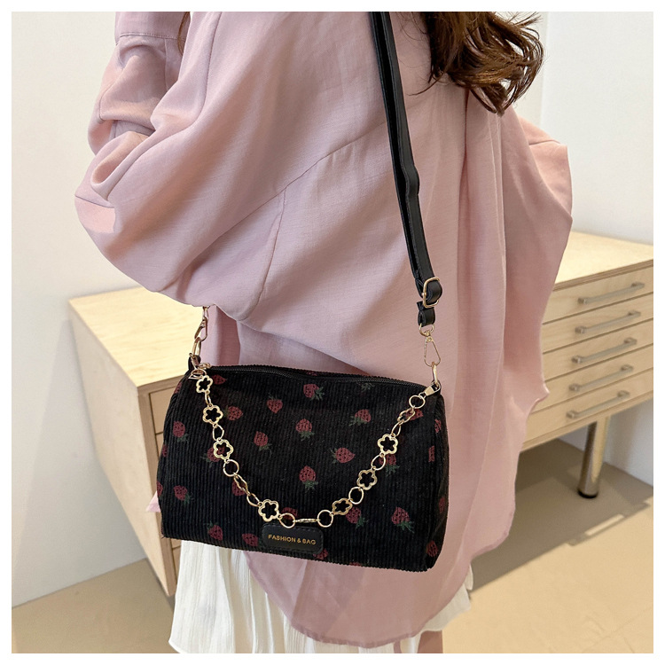 112g Weight Polyester Lining Material Zipper Closure Type Single Shoulder Strap Strap Type Pillow Shape Bag Bags Type Casual, Shopping Occasion Special Material Strawberry Pattern All Seasons Season Women's Gender Basic, Classic Style Style Cylindrical Shape Medium Size Women's Medium Special Strawberry Basic Classic Style Cylindrical Zipper Pillow Shape Bag 14