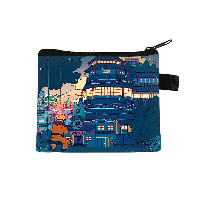 Nuevo Naruto niños monedero estudiante tendencia auricular moda bolsa de almacenamiento tendencia cremallera titular de la tarjeta al por mayor