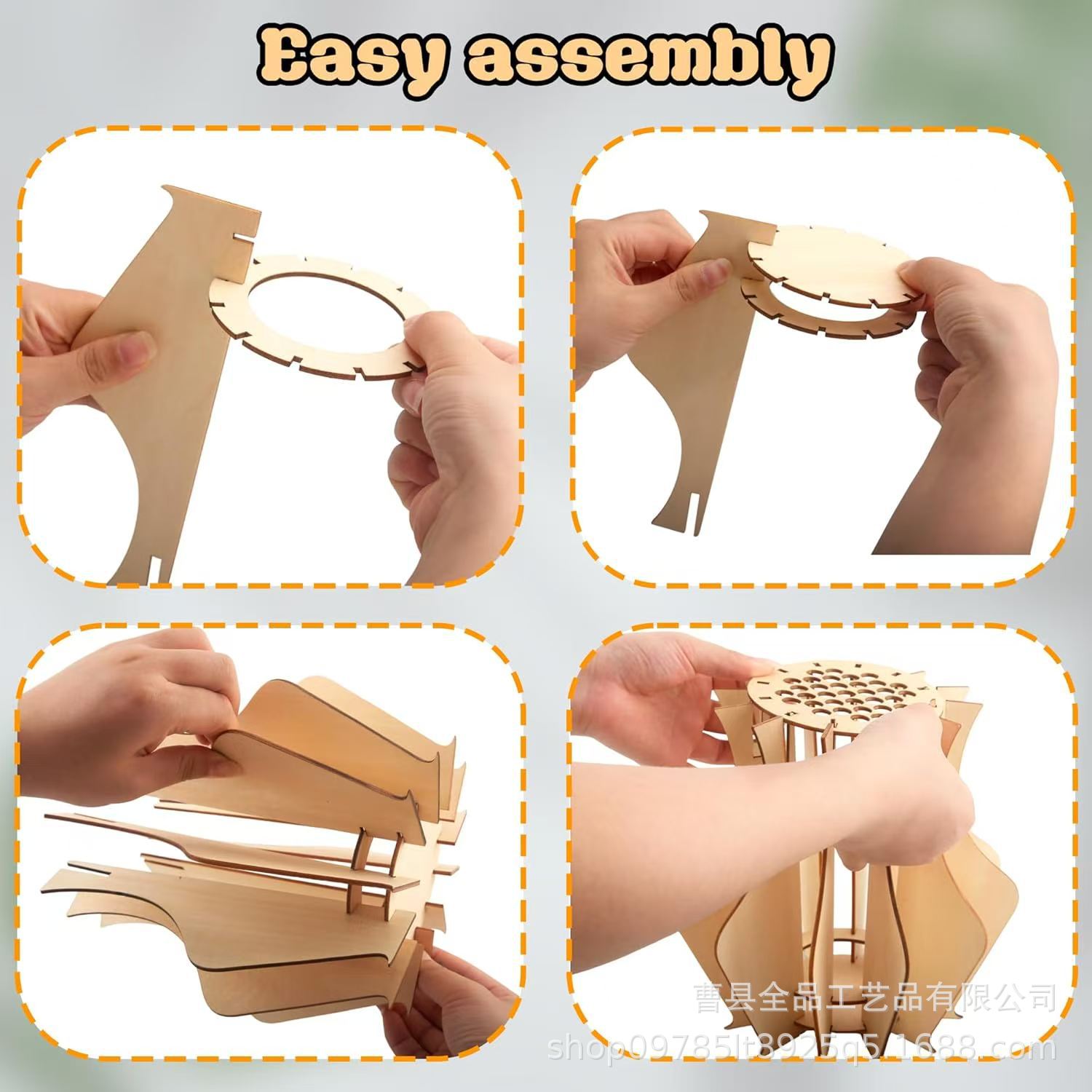 Nuevo jarrón de rompecabezas de bricolaje de madera transfronterizo, decoración de mosaico, decoración de escritorio de la sala de estar del hogar, jarrón de plantas verdes de madera