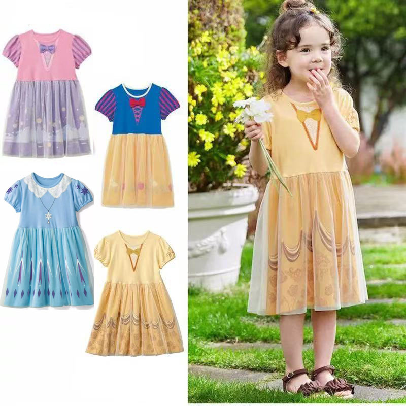 Export Japan Baby Girl Cotton Princess Dress Gauze Dress Girls dress Cartoon Anime Girls Lady dress
