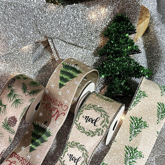クロスボーダー直供細麻プリントクリスマス装飾物diyヨーロッパ風古典蝶結び飾りリボン